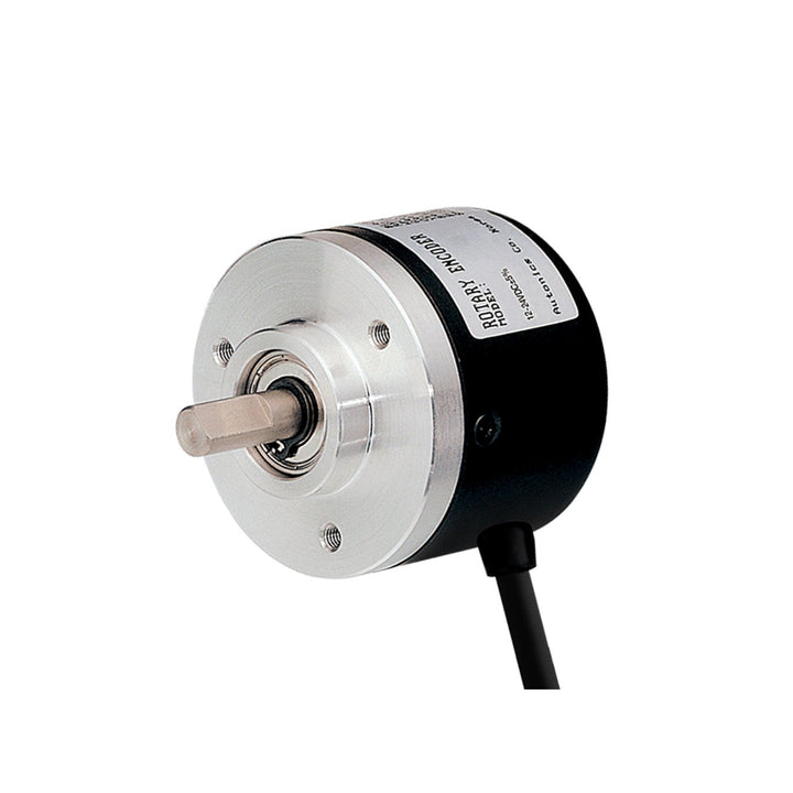 Autonics E40S6-600-3-T-24 incremental rotary encoder, 600 PPR, 40 mm shaft type with line driver output.
