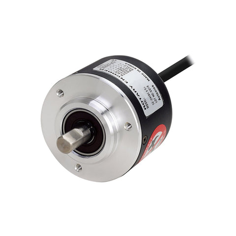 Autonics E50S8-600-3-T-24 incremental rotary encoder with 600 PPR and 8 mm solid shaft.