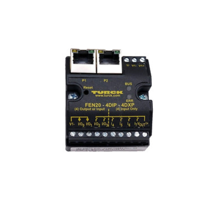 Turck FEN20-4DIP-4DXP compact Ethernet I/O module, 4 inputs + 4 universal digital channels, IP20.