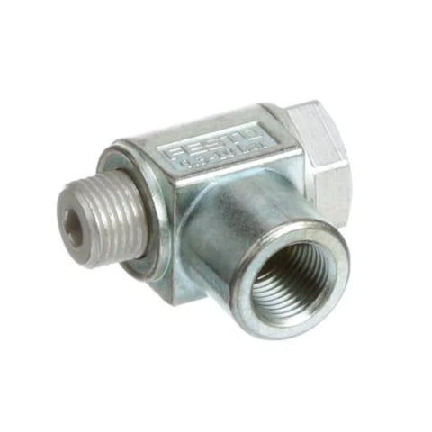 Festo GRLA-1/8-B flow control valve, G 1/8 threaded, metered exhaust, compact pneumatic valve for actuator speed control.