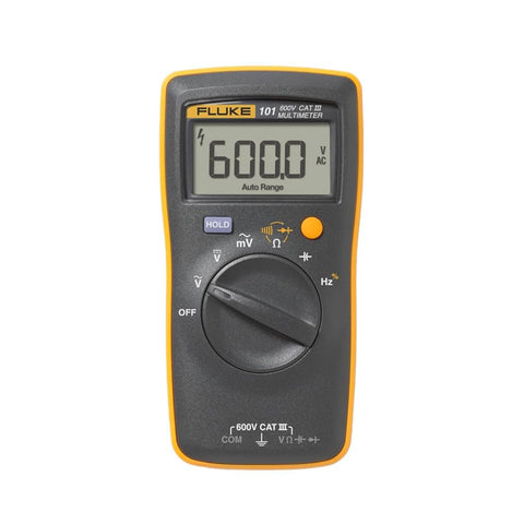 Fluke 101 digital multimeter, 600 V AC/DC, resistance, capacitance, frequency, compact design