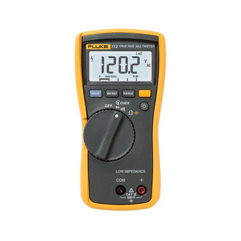 Fluke 113 Utility Digital Multimeter, CAT IV 600 V, LoZ VCHEK, large backlit display