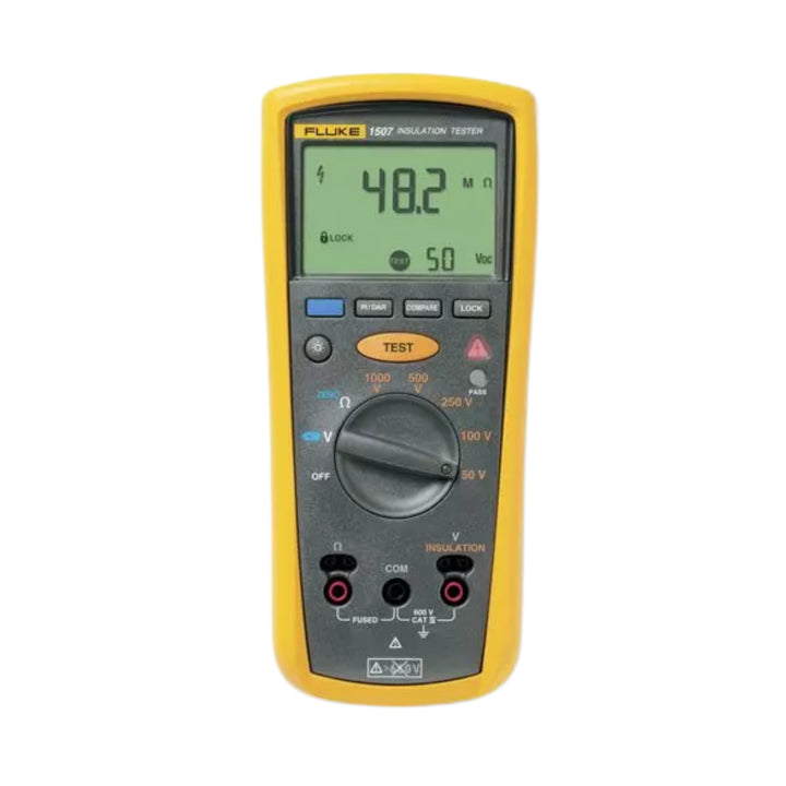 Fluke 1507 insulation resistance tester, 50-1000 V, 0.01-10 GΩ, earth bond, CAT IV