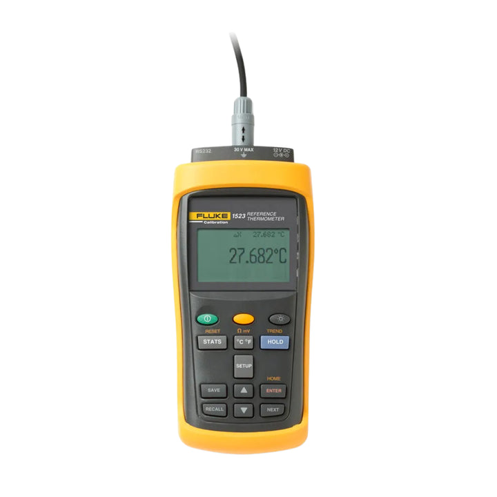 Fluke 1523 dry-block temperature calibrator, ambient to 250 °C, interchangeable inserts