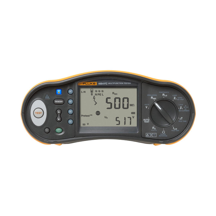 Fluke 1664 FC installation tester, auto test, insulation pretest, RCD type B support