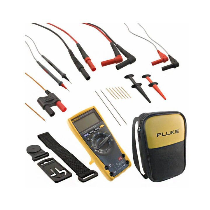 Fluke 179 / EDA2 kit with True-RMS multimeter, probes, clips, and hanger