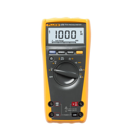 Fluke 179 true-RMS industrial multimeter, 1000 V / 10 A, built-in thermometer