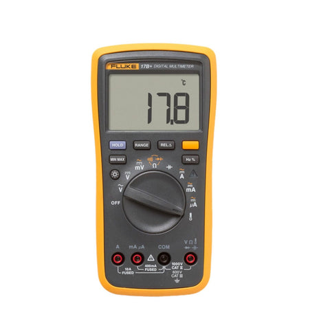 Fluke 17B+ digital multimeter, 1000 V AC/DC, 10 A, capacitance, frequency, temperature