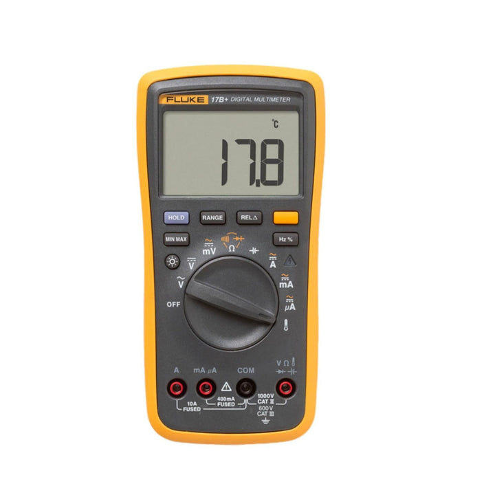 Fluke 17B+ digital multimeter, 1000 V AC/DC, 10 A, capacitance, frequency, temperature