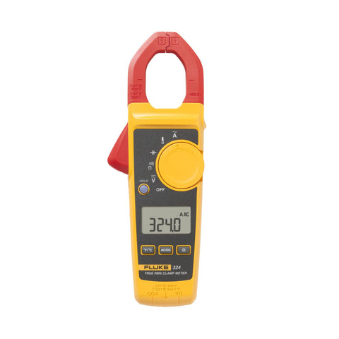 Fluke 324 true-RMS clamp meter, 400 A, 600 V, includes temperature probe, capacitance