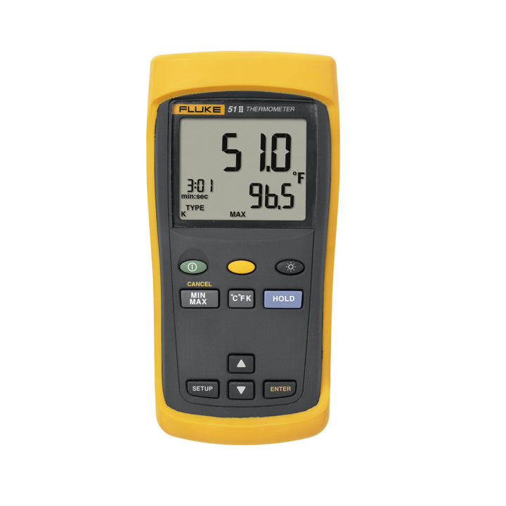 Fluke 51 II digital thermometer, single-input, high accuracy, J/K/T/E thermocouples