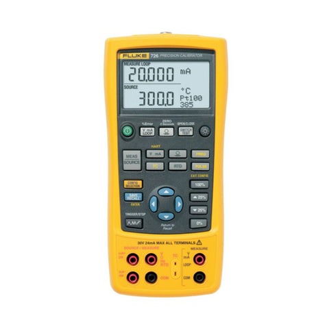 Fluke 726 Precision Multifunction Process Calibrator measuring and sourcing volts, mA, RTDs, TCs