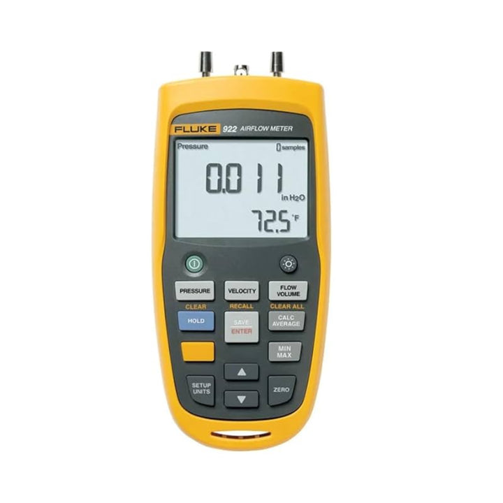 Fluke 922 airflow meter micromanometer with backlit display, colored hoses, 250-16000 fpm, 4ψ range