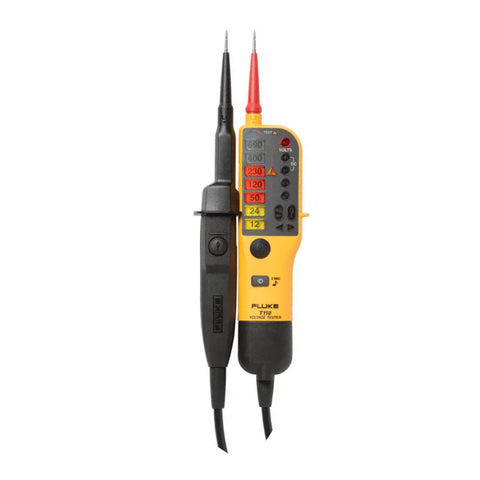 Fluke T110 two-pole voltage and continuity tester, CAT IV 600 V, torch, vibration, switchable load