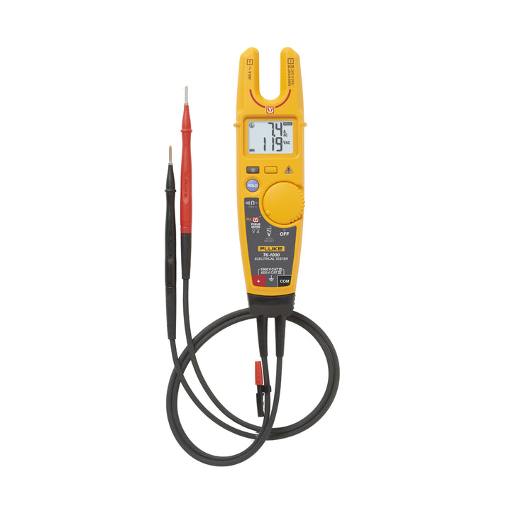 Fluke T6-1000 electrical tester with FieldSense, 1000 V / 200 A, open-fork, resistance testing