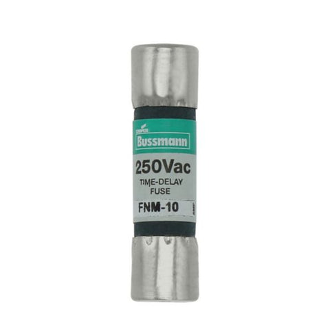 Bussmann FNM-10 time-delay fuse, 10 A 250 V, midget cylindrical fuse