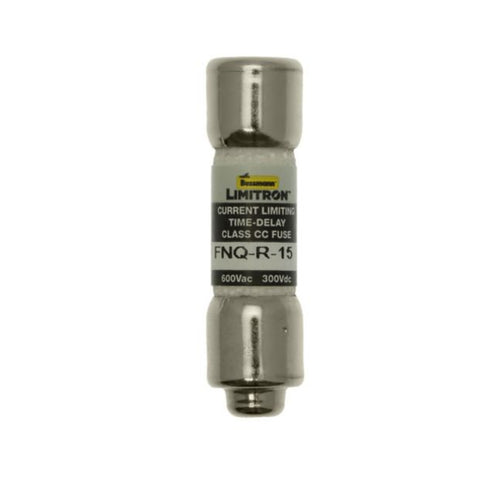 Bussmann FNQ-R-15 Class CC fuse, 15 A, 600 V, dual element, time-delay