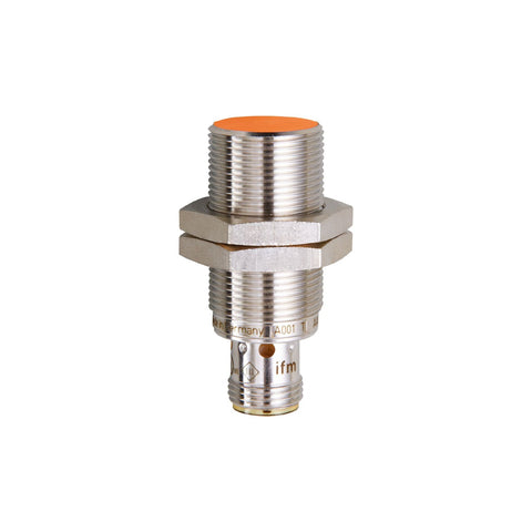 ifm IGS252 flush-mount M30 proximity sensor, 10 mm range, PNP output, IP69K-rated for food and washdown applications.