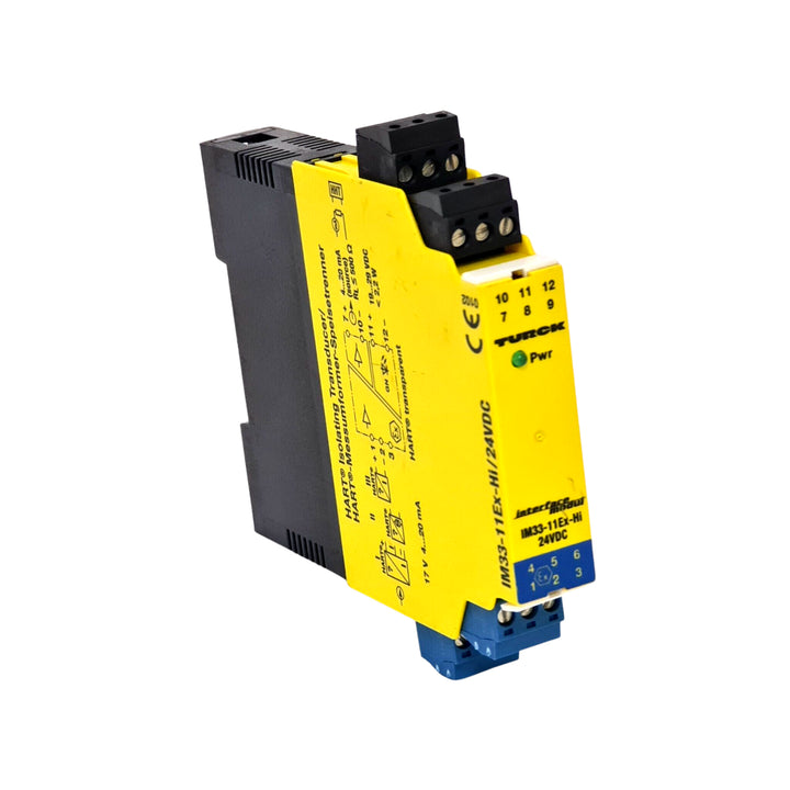 Turck IM33-11EX-HI 24VDC intrinsically safe isolated barrier module for Ex sensors.