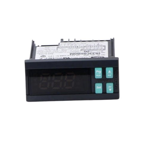 Carel IR33C0HB0M temperature controller, 115 VAC, 3 relays, NTC input, LED display, panel mount