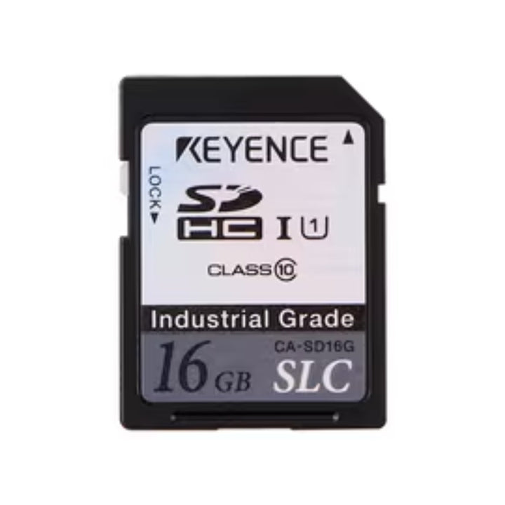 Keyence CA-SD16G 16 GB SD memory card for vision systems. Industrial-grade storage for images, settings, and inspection data.