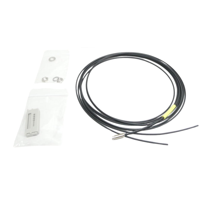 Keyence FU-67 fiber optic sensor head with threaded barrel for compact, high-precision object detection in industrial automation systems.