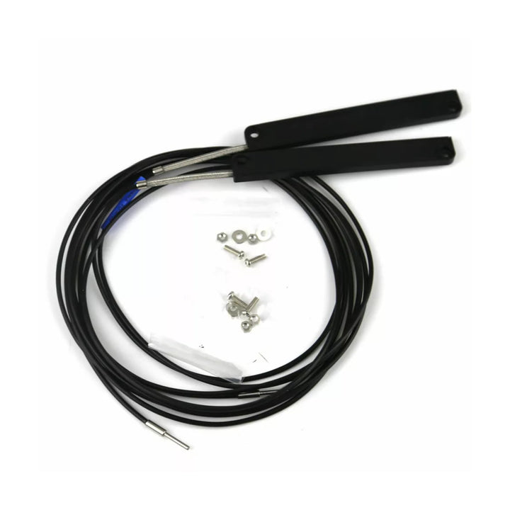 Keyence FU-A100 long-range fiber optic sensor head with heat-resistant sleeve for tough industrial detection. Shop now.