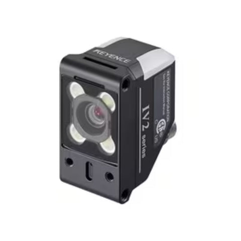 Keyence IV2-G300CA color vision sensor with AI, autofocus, and built-in lighting for high-speed automated inspection in manufacturing lines.