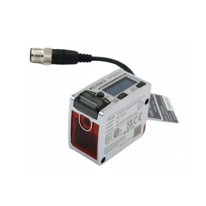 Keyence LR-TB2000CL CMOS laser sensor with IO-Link and 2000 mm range for precise object detection in industrial automation systems.