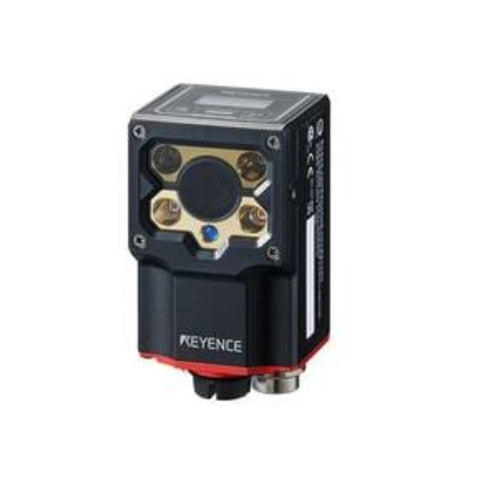 Keyence SR-1000 smart code reader with autofocus and built-in lighting for fast, accurate 1D/2D barcode scanning in automation systems.