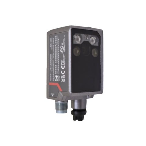 Keyence SR-X100W compact wireless 1D/2D code reader with AI decoding, ideal for flexible and reliable scanning in automation environments.