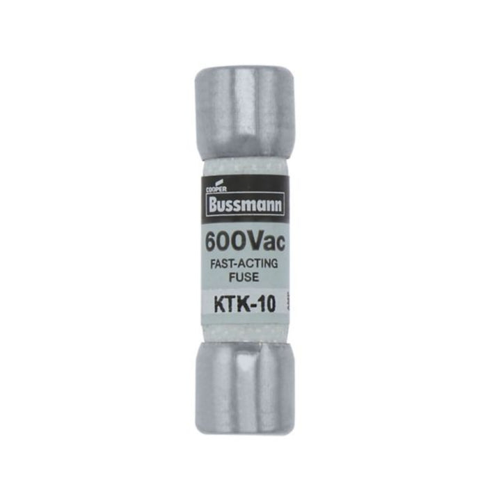 Bussmann KTK-10 fast-acting fuse, 10 A 600 V, LIMITRON ferrule fuse