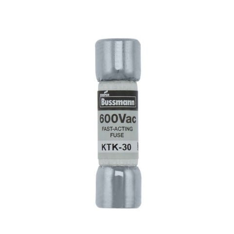 Bussmann KTK-30 fast-acting fuse, 30 A 600 V, compact cartridge