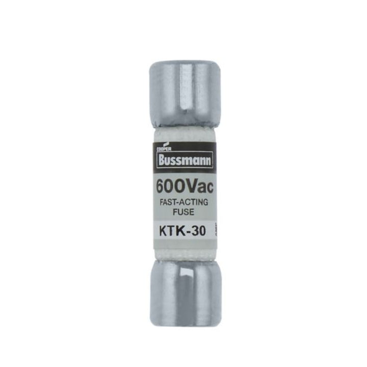 Bussmann KTK-30 fast-acting fuse, 30 A 600 V, compact cartridge
