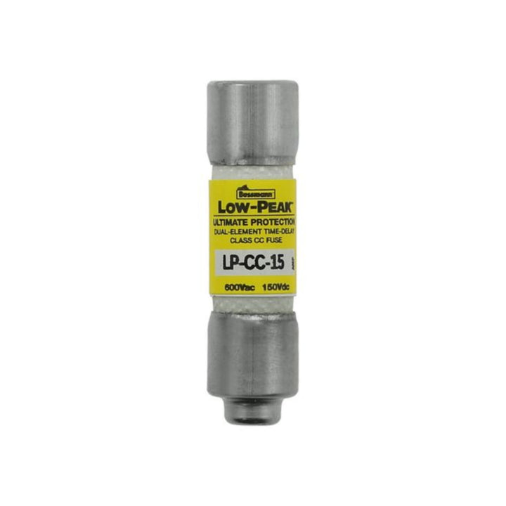 Bussmann LP-CC-15 Class CC fuse, 15 A, 600 V AC, dual element, time-delay