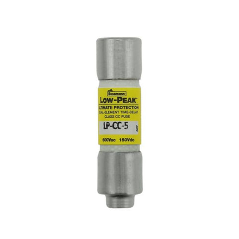 Bussmann LP-CC-5 Class CC fuse, 5 A, 600 V AC, dual element, time-delay