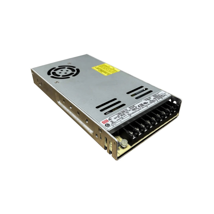 Mean Well LRS-350-12 enclosed power supply, 350 W, 12 V DC, 29 A, compact and efficient for industrial and LED lighting applications.