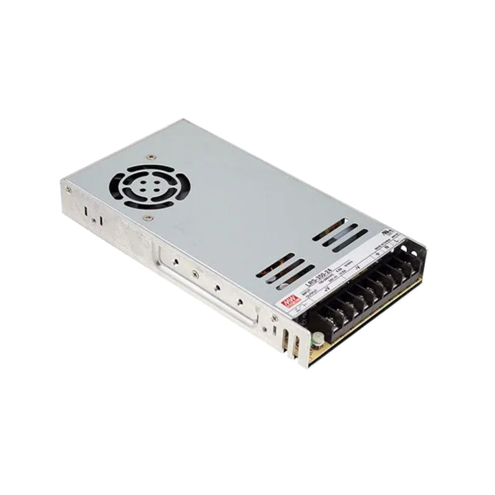 Mean Well LRS-350-48 enclosed power supply, 350 W, 48 V DC, 7.3 A, compact and efficient for industrial automation.
