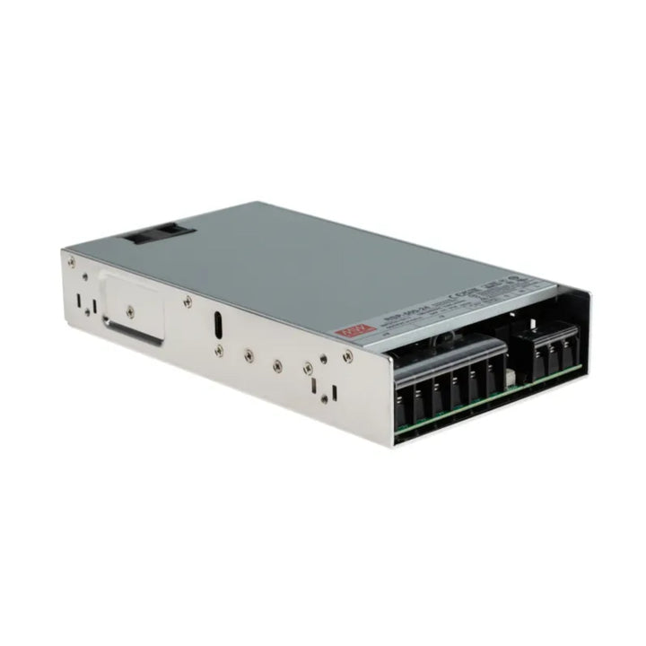 Mean Well RSP-500-24 enclosed industrial power supply, 500 W, 24 V DC, 20.8 A, efficient and reliable for automation and LED systems.