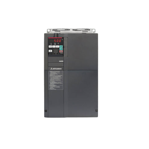 Mitsubishi FR-A840-00620-2-60 VFD, 75 HP, 3-phase 200–240V AC, FR-A800 Series with vector control and built-in communication.