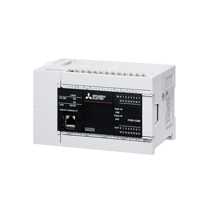 Mitsubishi FX5U-32MT/DSS PLC, 24V DC, 16 inputs, 16 transistor outputs, FX5U Series with built-in Ethernet.