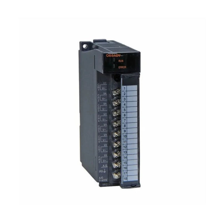 Mitsubishi Q68ADV analog input module, 8-channel, ±10V/0–10V/1–5V, 16-bit resolution for Q Series PLC.