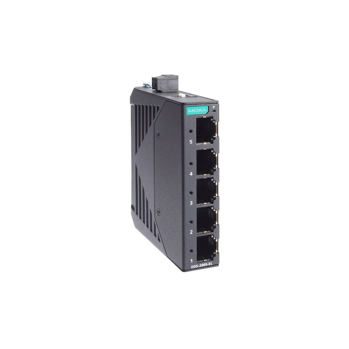 Moxa EDS-2005-EL Industrial Ethernet Switch for reliable industrial communication and robust design.