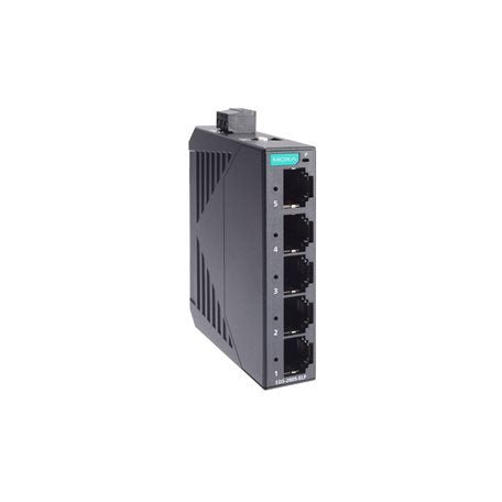 Moxa EDS-2005-ELP Industrial Ethernet Switch with durable design for industrial use, providing seamless and reliable communication.
