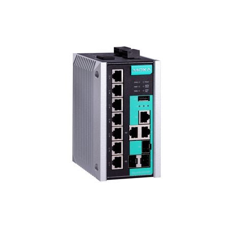 Moxa EDS-510E-3GTXSFP-T Industrial Ethernet Switch, robust design for reliable industrial communication.