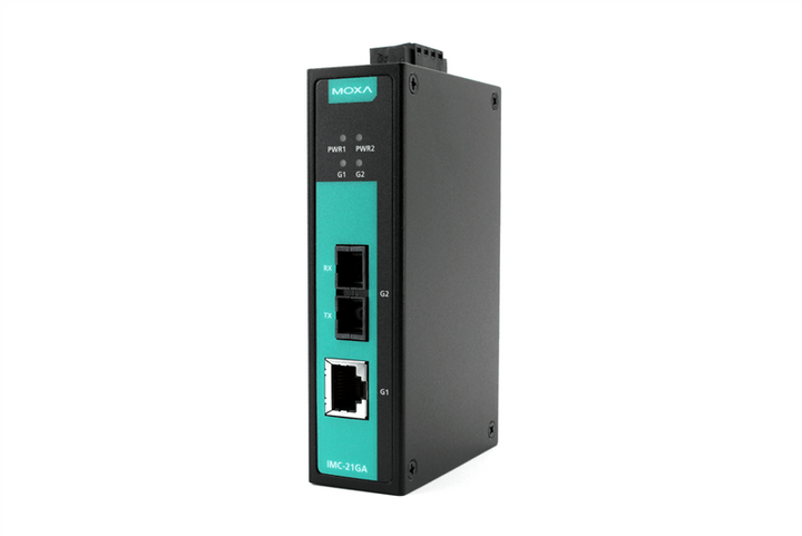 Moxa IMC-21GA-LX-SC-T Industrial Media Converter for robust industrial communication.