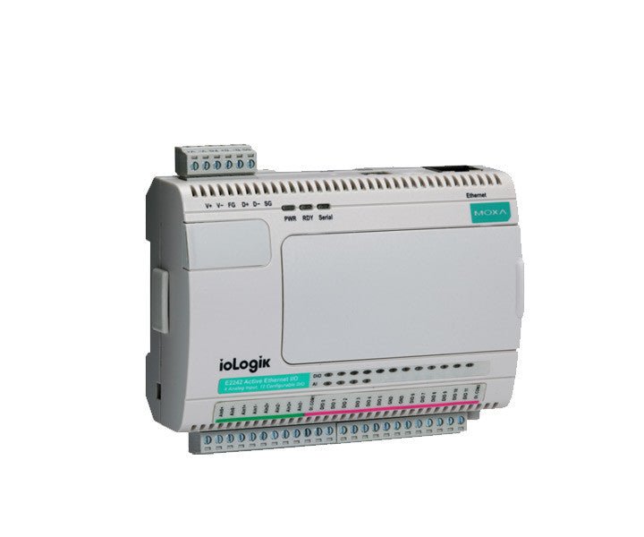 Moxa ioLogik E2212 Remote I/O Module providing reliable industrial communication.