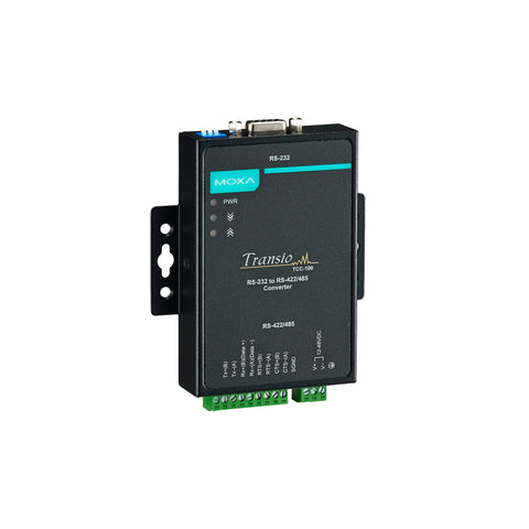 Moxa TCC-100I Serial to Fiber Converter for reliable industrial communication in compact design.