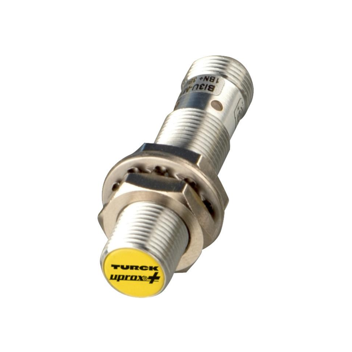 Turck NI10U-M12-AP6X-H1141 M12 inductive proximity sensor, 10 mm range, PNP NO, rugged metal housing.