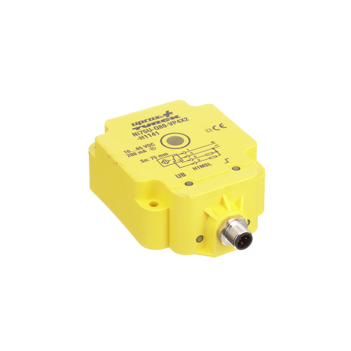 Turck NI30-Q130-VP4X2-H1141 Q130 inductive sensor, 30 mm range, PNP NO output.